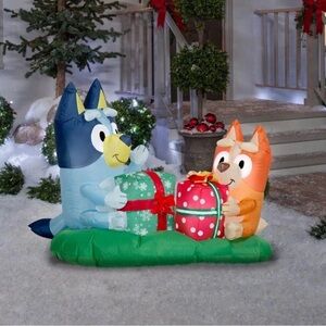 Airblown 4FT Bluey & Bingo Present Scene Christmas Inflatable Decoration NEW